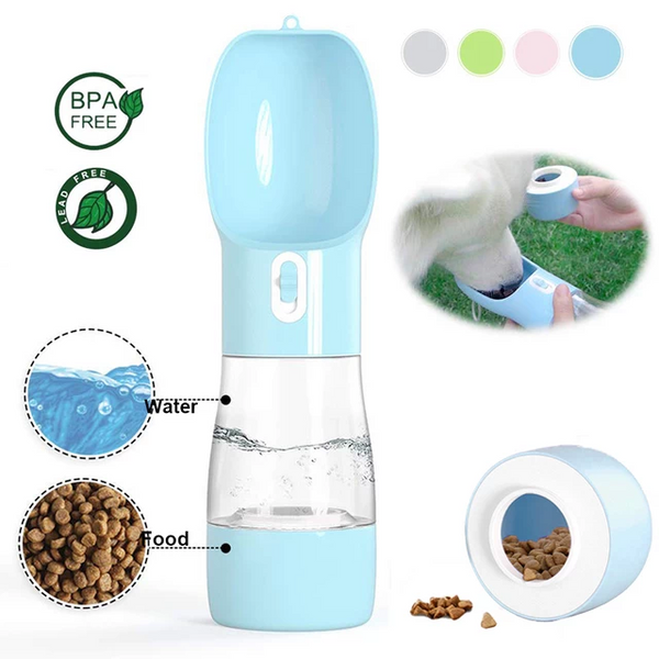 Dog Waterbottle and treat holder - portable pet waterbottle - Furry Lane Pet Boutique